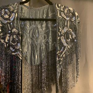 Beaded shawl cover up festival cape